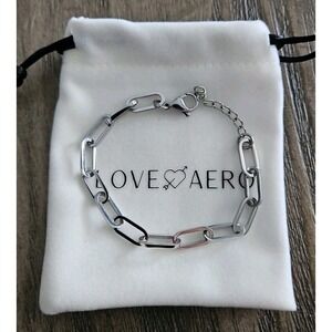Love Aero Harper Paperclip Bracelet Bracelet Silver 6.5"+1" Extender